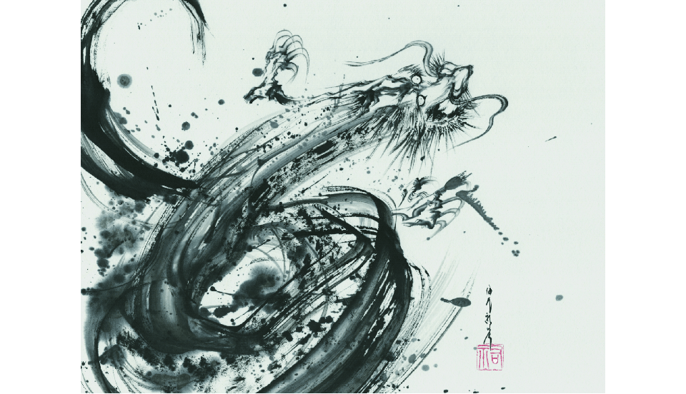 藤井酒造「龍勢」ラベルの原画(イメージ)